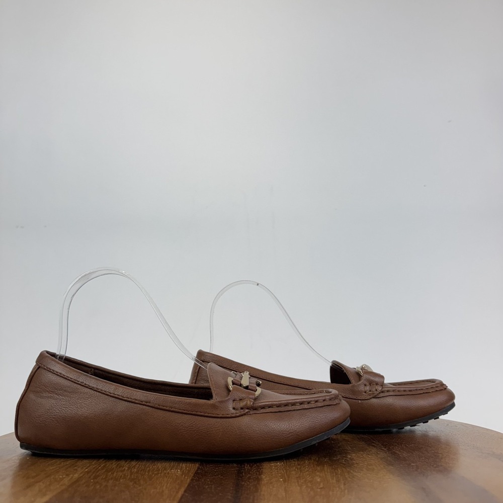 Womens Aerosoles Day Drive Brown Faux Leather Horsebit Casual Loafers‎ Size 8 M